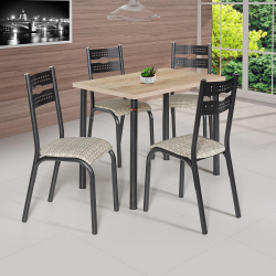 Conjunto Mesa Luna 4 Cadeiras Tampo Bp Carvalho 1,10M X 0,72M Tubo Craqueado Preto – Ciplafe jm Menor preço em Conjunto Mesa Luna 4 Cadeiras Tampo Bp Carvalho 1,10M X 0,72M Tubo Craqueado Preto – Ciplafe jm