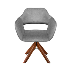 Poltrona Decorativa Zara Pé Giratório Madeira Bella Decor Linho Cinza Menor preço em Poltrona Decorativa Zara Pé Giratório Madeira Bella Decor Linho Cinza