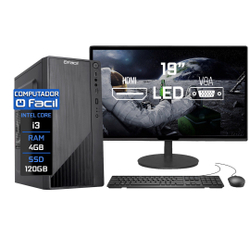Computador Completo Fácil Intel Core i3 4GB ssd 120GB Monitor 19 hdmi LED Teclado e Mouse Menor preço em Computador Completo Fácil Intel Core i3 4GB ssd 120GB Monitor 19 hdmi LED Teclado e Mouse
