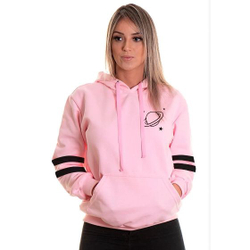 Moletom Feminino Blusa De Frio Canguru Planeta Com Listras Menor preço em Moletom Feminino Blusa De Frio Canguru Planeta Com Listras