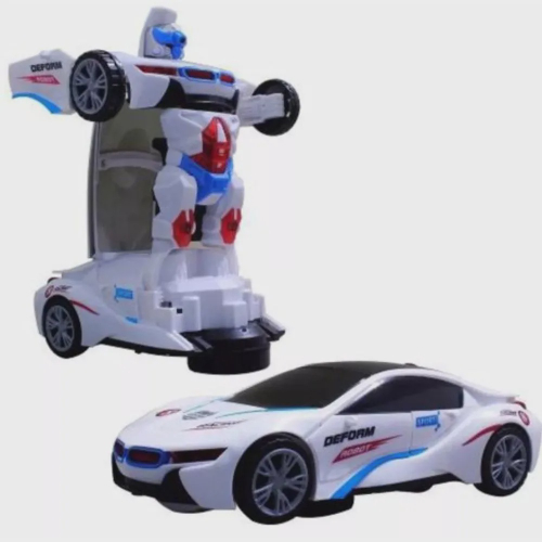 carro policia transformers vira robo 3 d com sons luzes led e