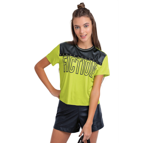 Blusa de couro feminina best sale manga curta