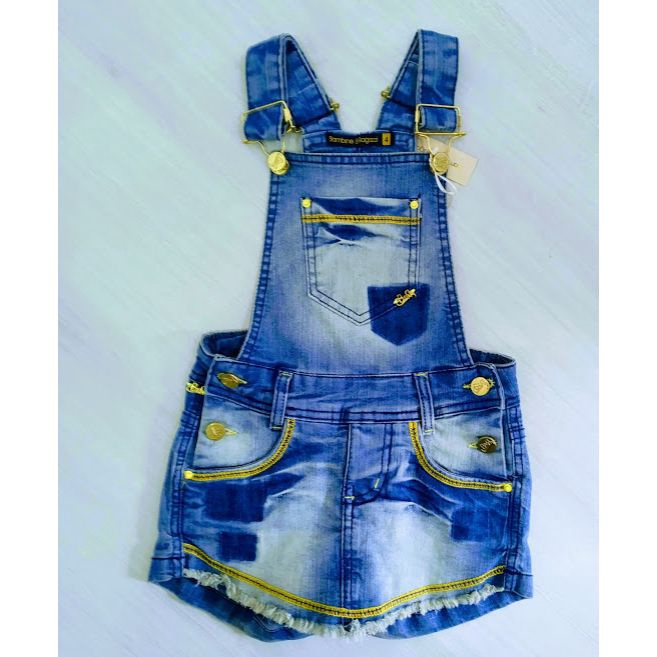 Jardineira short hot sale saia infantil