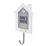 Placa Madeira Gancho Cachorro Branco 15x23 cm