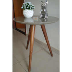 Mesa de canto tampo 50 cm Mesinha Cor Fendi Com Vidro Pé Palito Alt 70 Cm Menor preço em Mesa de canto tampo 50 cm Mesinha Cor Fendi Com Vidro Pé Palito Alt 70 Cm
