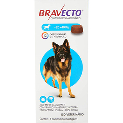 Combo 2 Unidades Antipulgas Bravecto Cães 20 A 40kg - Msd Menor preço em Combo 2 Unidades Antipulgas Bravecto Cães 20 A 40kg - Msd