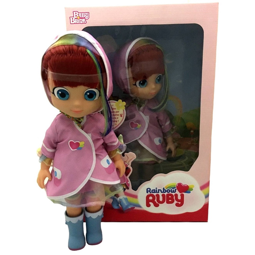 Brinquedo Boneca Grande Menina Rainbow Ruby Capa De Chuva