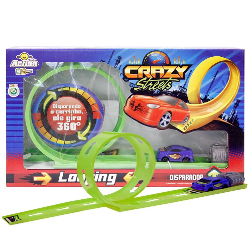 Pista Crazy Streets Com 3 Carrinhos Brinquedo Infantil 192 - Shop