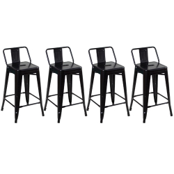 Kit - 4 x banquetas médias Iron Tolix com encosto - 61 cm - Preto Menor preço em Kit - 4 x banquetas médias Iron Tolix com encosto - 61 cm - Preto