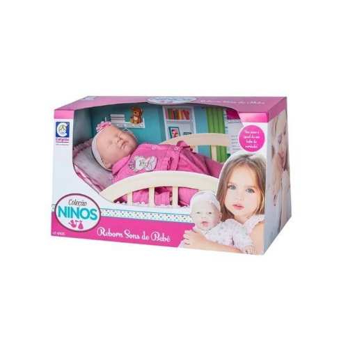 Boneca Infantil Bebê Reborn Coleçao Ninos Dormindo Com Som e Peso De Bebe  De Verdade 50cm Cotiplás 2212 em Promoção na Americanas