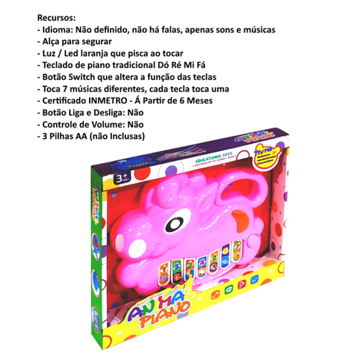 Brinquedo Pianinho Musical Educativos Piano Infantil com Som e Luzes e Alça  para Segurar Rosa em Promoção na Americanas