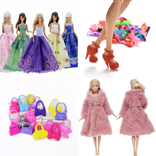 Kit de Roupas e Acessórios para Bonecas Barbie - Vestidos Casaco