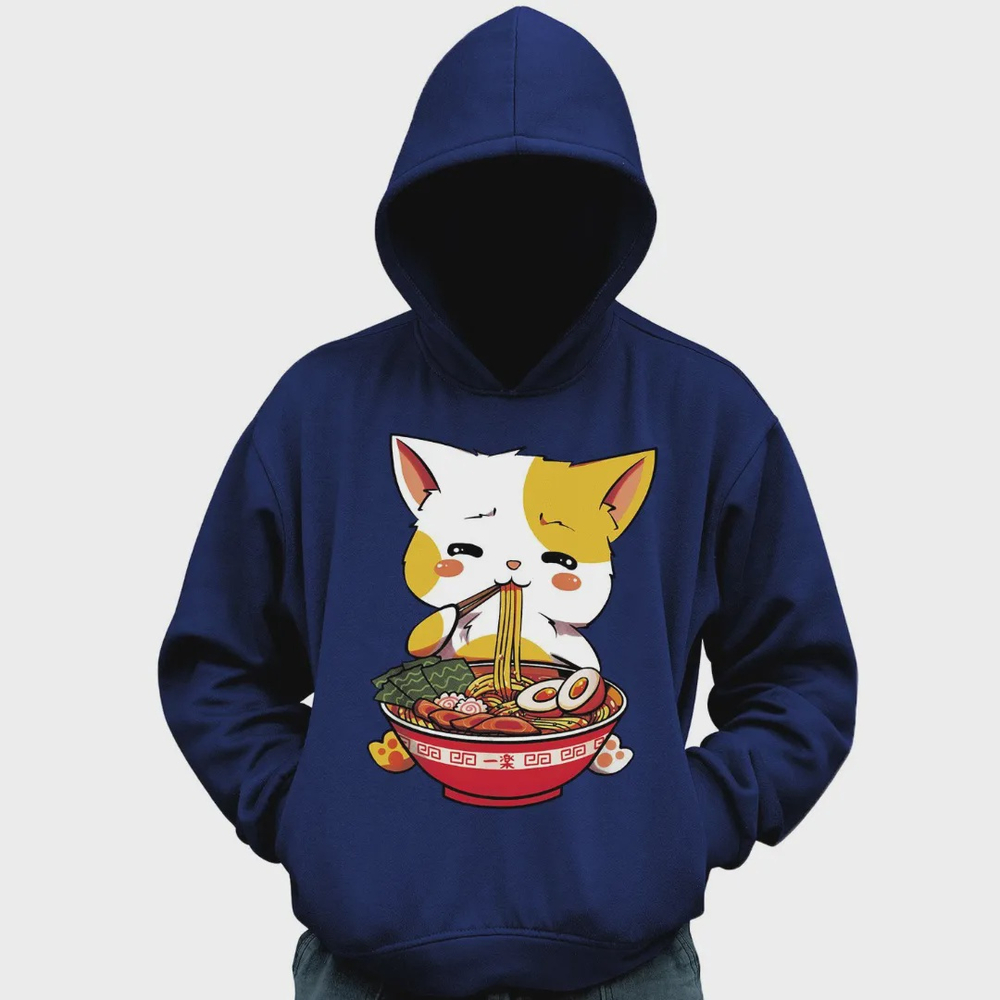 Blusa De Moletom Kawaii Neko Gatinho fofo Lamen - Gato Anime em