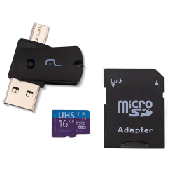 Kit Multilaser MC150 4em1: Cartão Mem UltraHigh Speed-I + Adapt USB Dual Drive + Adapt sd 16GB a 80 Mb/S é boa?