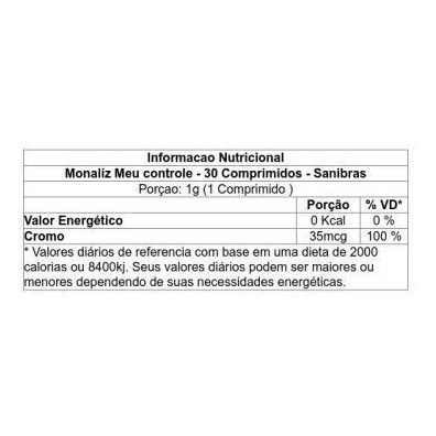 Monaliz Meu Controle - 30 Comprimidos - Sanibras Kit Com 3 em