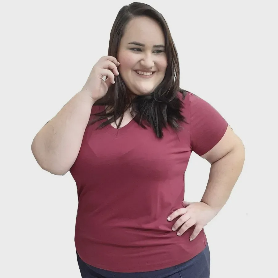 suéter feminino gola v plus size