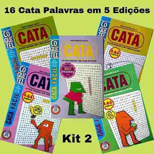 Kit 3 Revistas Coquetel Caça Palavras Busca Palavras Cata Palavras Total  129 Páginas