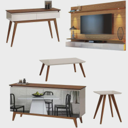 Conjunto Sala de Estar Painel Suspenso 2.2 + Buffet Espelhado + Aparador + Mesa Centro + Mesa Lateral - Imcal Móveis Menor preço em Conjunto Sala de Estar Painel Suspenso 2.2 + Buffet Espelhado + Aparador + Mesa Centro + Mesa Lateral - Imcal Móveis