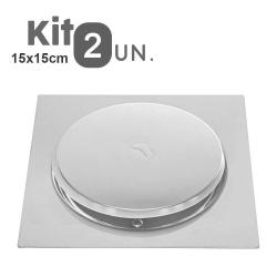 Kit 2 Ralos Click Inteligente 15x15 Aço Inox Pop Up Banheiro Lavabo Casa Menor preço em Kit 2 Ralos Click Inteligente 15x15 Aço Inox Pop Up Banheiro Lavabo Casa