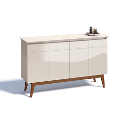 Buffet Classic Imcal 66411 Off White 4 Portas Pé de Madeira Menor preço em Buffet Classic Imcal 66411 Off White 4 Portas Pé de Madeira