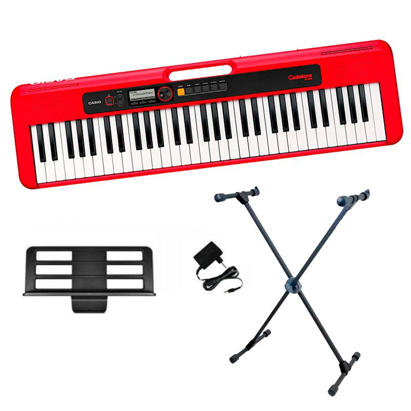 Kit Teclado Casiotone CT S200 Vermelho Suporte Submarino