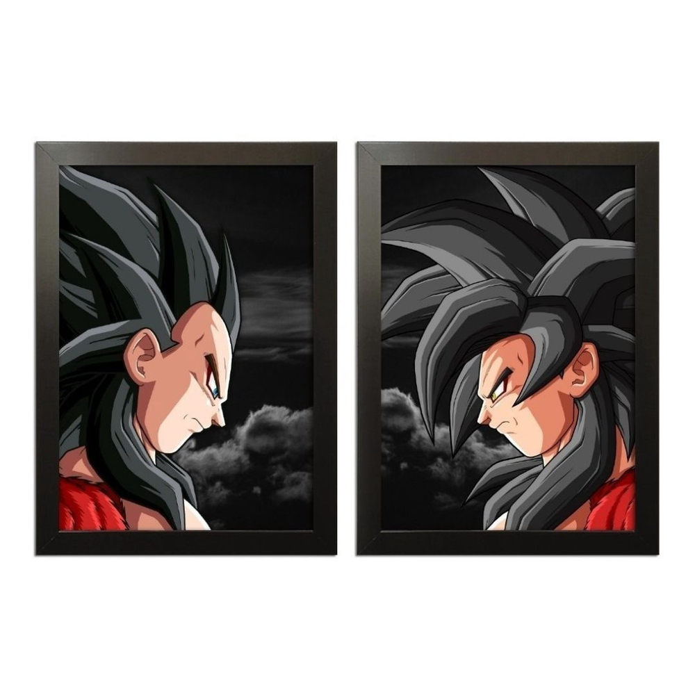 Quadro Decorativo Dragon Ball Vegeta Anime Desenho Com Moldura