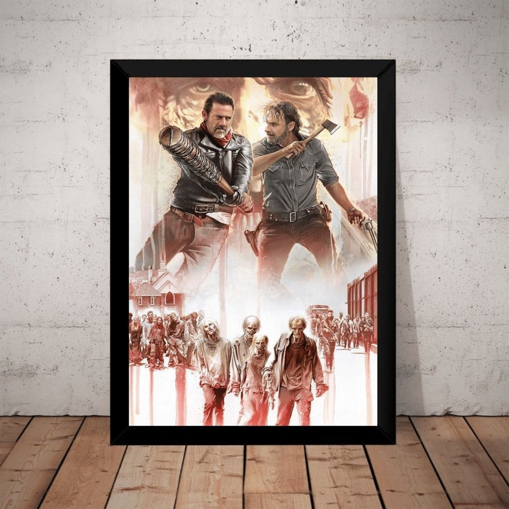 Poster Moldura The Walking Dead Rick Vs Negan Quadro Zumbi no Shoptime