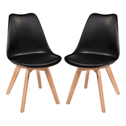 Kit 2 Cadeiras Charles Eames Leda Design Wood Estofada Base Madeira Trato - Preta Menor preço em Kit 2 Cadeiras Charles Eames Leda Design Wood Estofada Base Madeira Trato - Preta