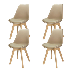 Kit 4 Cadeiras Charles Eames Leda Design Wood Estofada Base Madeira Trato - Bege Menor preço em Kit 4 Cadeiras Charles Eames Leda Design Wood Estofada Base Madeira Trato - Bege