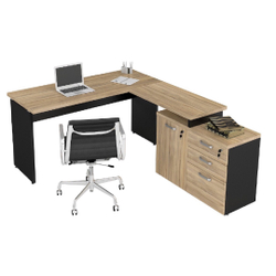 Mesa Diretor 1,50 + Balcão 1 porta, 3 Gavetas Calvi / Preto Menor preço em Mesa Diretor 1,50 + Balcão 1 porta, 3 Gavetas Calvi / Preto