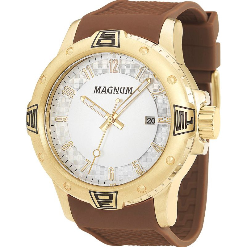 Relógio MAGNUM masculino cronógrafo dourado MA34405H - aconfianca