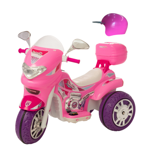 Moto eletrica infantil sprint turbo pink com bau E capacete no