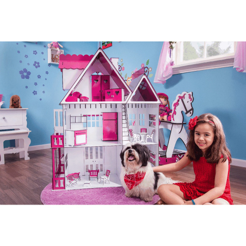 Casinha Boneca Barbie Mdf Grande + 36 Móveis + Parque no Shoptime