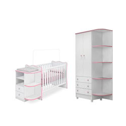 Quarto De Bebê Completo Doce Sonho Qmovi 2 Peças Berço Com Cantoneira E Roupeiro Branco Rosa Menor preço em Quarto De Bebê Completo Doce Sonho Qmovi 2 Peças Berço Com Cantoneira E Roupeiro Branco Rosa