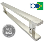 Puxador para Porta Pivotante Madeira e Vidro inox Polido