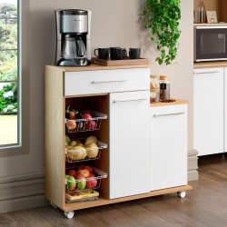 Balcão de Cozinha Fruteira Multiuso Ditália MF-185 Carvalho/Branco Menor preço em Balcão de Cozinha Fruteira Multiuso Ditália MF-185 Carvalho/Branco