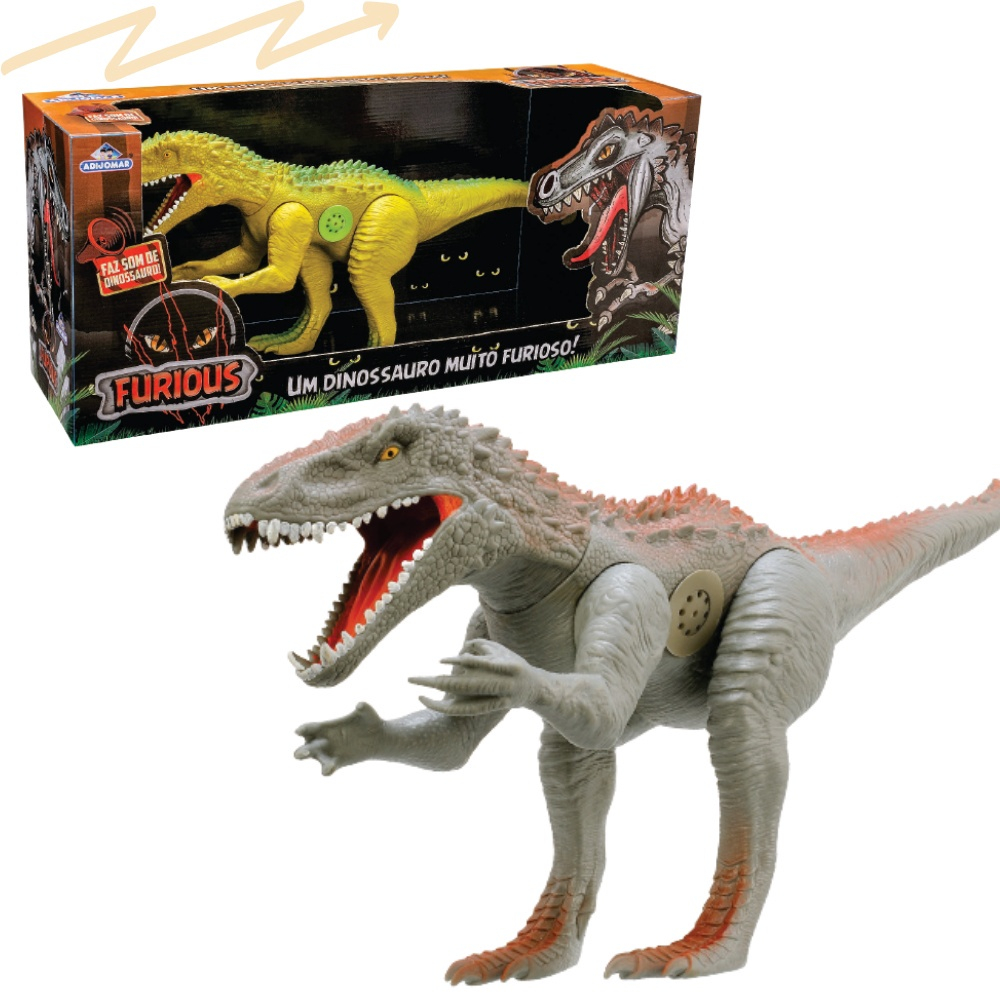 Dinossauro Furious Rex Grande 62cm Com Som + Grátis Tiranossauro