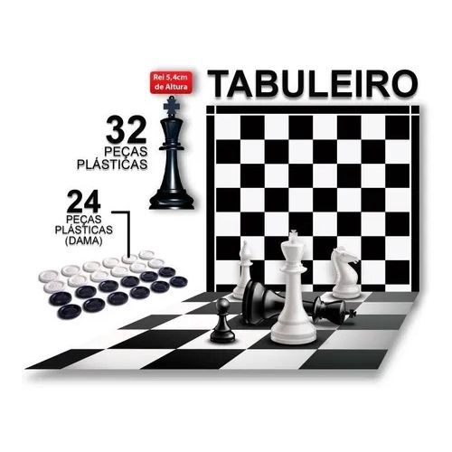 Jogo de dama com tabuleiro + 24 pecas na caixa em Promoção na Americanas