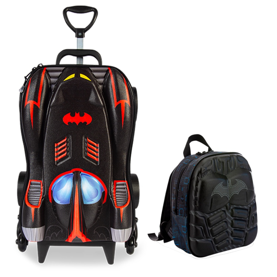 Mochila com Rodas + Lancheira Batman Chrome Wheels 3D Diplomata na  Papelaria Art Nova