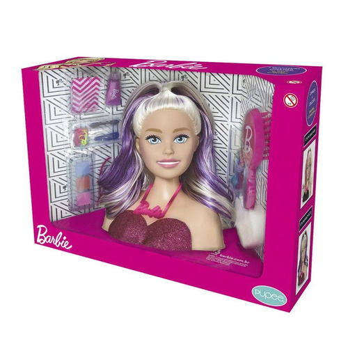 Boneca barbie busto maquiagem e cabelo - pupee 1265 oferta na Ri Happy