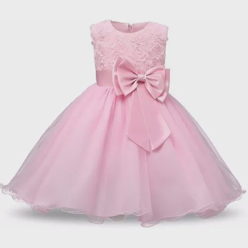 Vestido Infantil de Festa - Princesa Laço Rosa