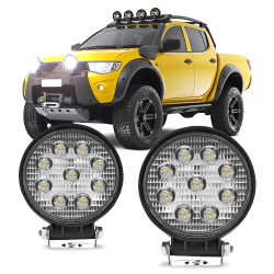 Menor preço em Par Farol Auxiliar Milha Redondo 9 LEDs 12/24V 2400 Lumens 27W 6000K L200 Triton