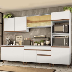 Cozinha Completa Madesa Reims 310001 com Armário e Balcão - Branco Menor preço em Cozinha Completa Madesa Reims 310001 com Armário e Balcão - Branco