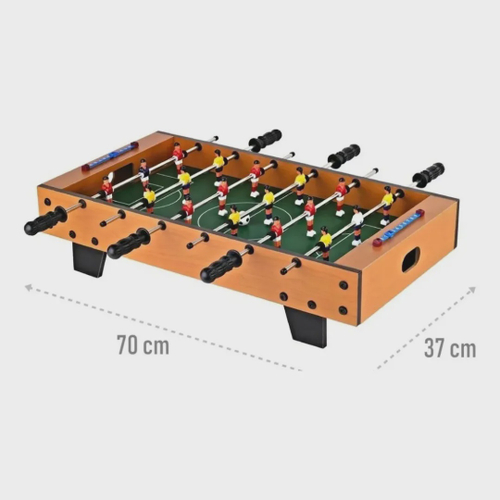 HOMCOM Mesa de pebolim Jogo de futebol de mesa com 22 jogadores incluídos  Tabelas de pontuação Apertos Confortáveis Design compacto 84,5x40x61,2 cm  Cor Madeira e Preto