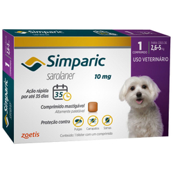 Simparic 10 mg Antipulgas e Carrapatos para cães 2,6 a 5 kg 1 Compr é boa?