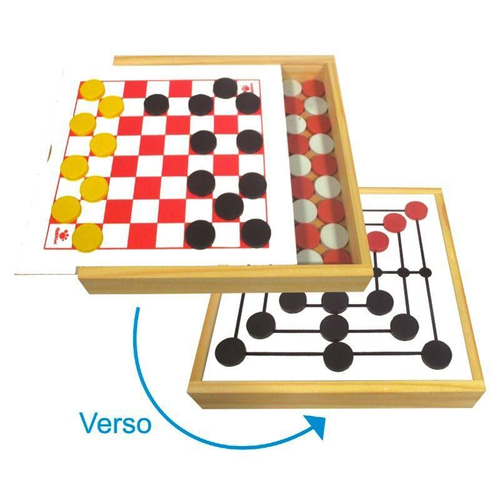 jogo Dama e Trilha de Madeira