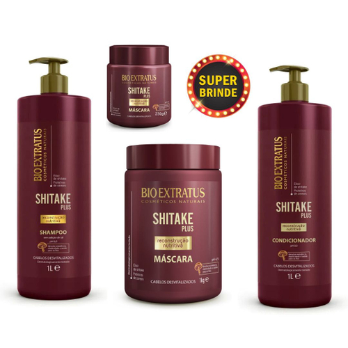 Kit Bio Extratus Shitake Plus Reconstrução 4-Produtos