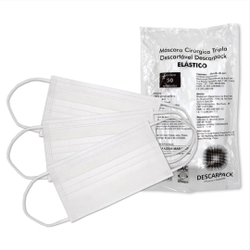 50un Máscara Tripla Cirúrgica Descartável com Elastico Descarpack anvisa é boa?