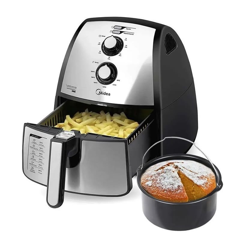 Fritadeira Sem Óleo Elétrica Midea Family Air Fryer Premium Inox 4 ...