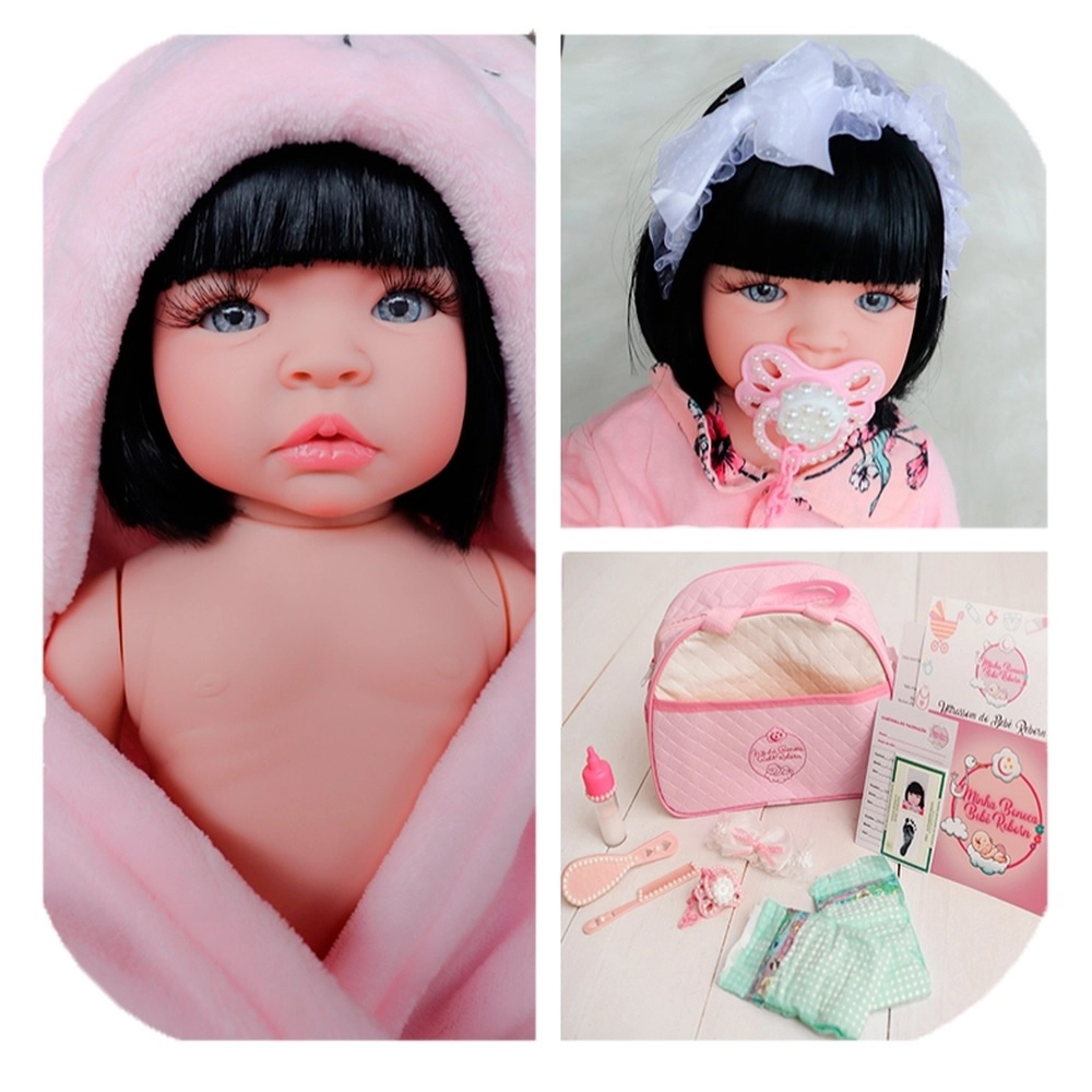 Boneca Bebê Menina Reborn Silicone Pode Molhar Kit Itens